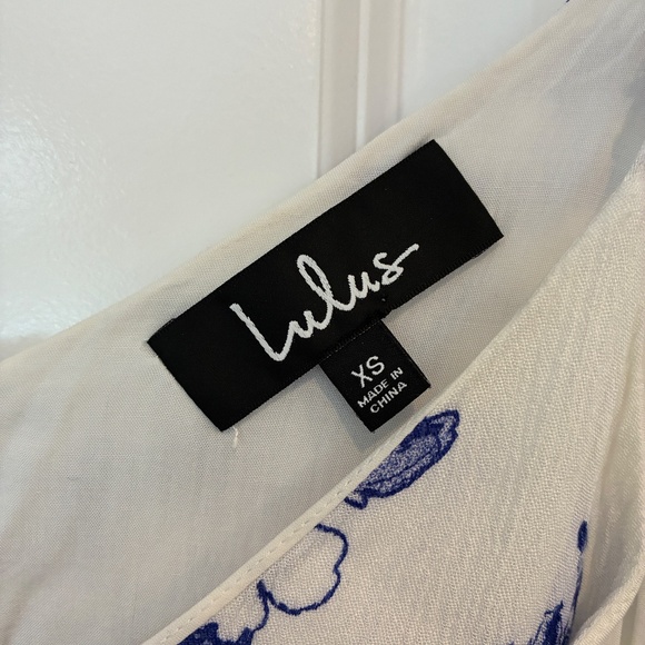 Lulus Garden Bloom Blue and White Floral Print Ruffled Shift Dress - Picture 4 of 7